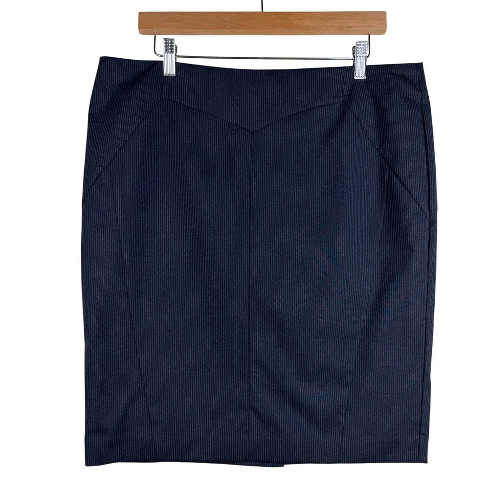 Worthington Striped Knee Length Pencil Skirt size 16 Blue